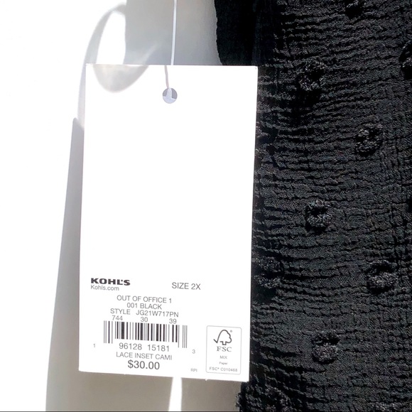 SO Black Lace Trim Swiss Dot Chiffon Camisole Size 2X - Picture 6 of 15